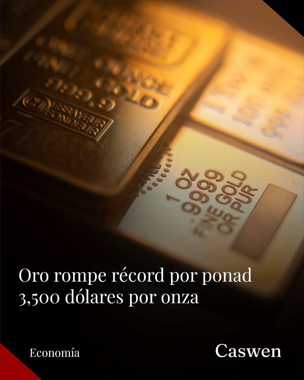 Oro alcanza récord sobre $3,500 impulsado por expectativas del Fed y riesgos económicos