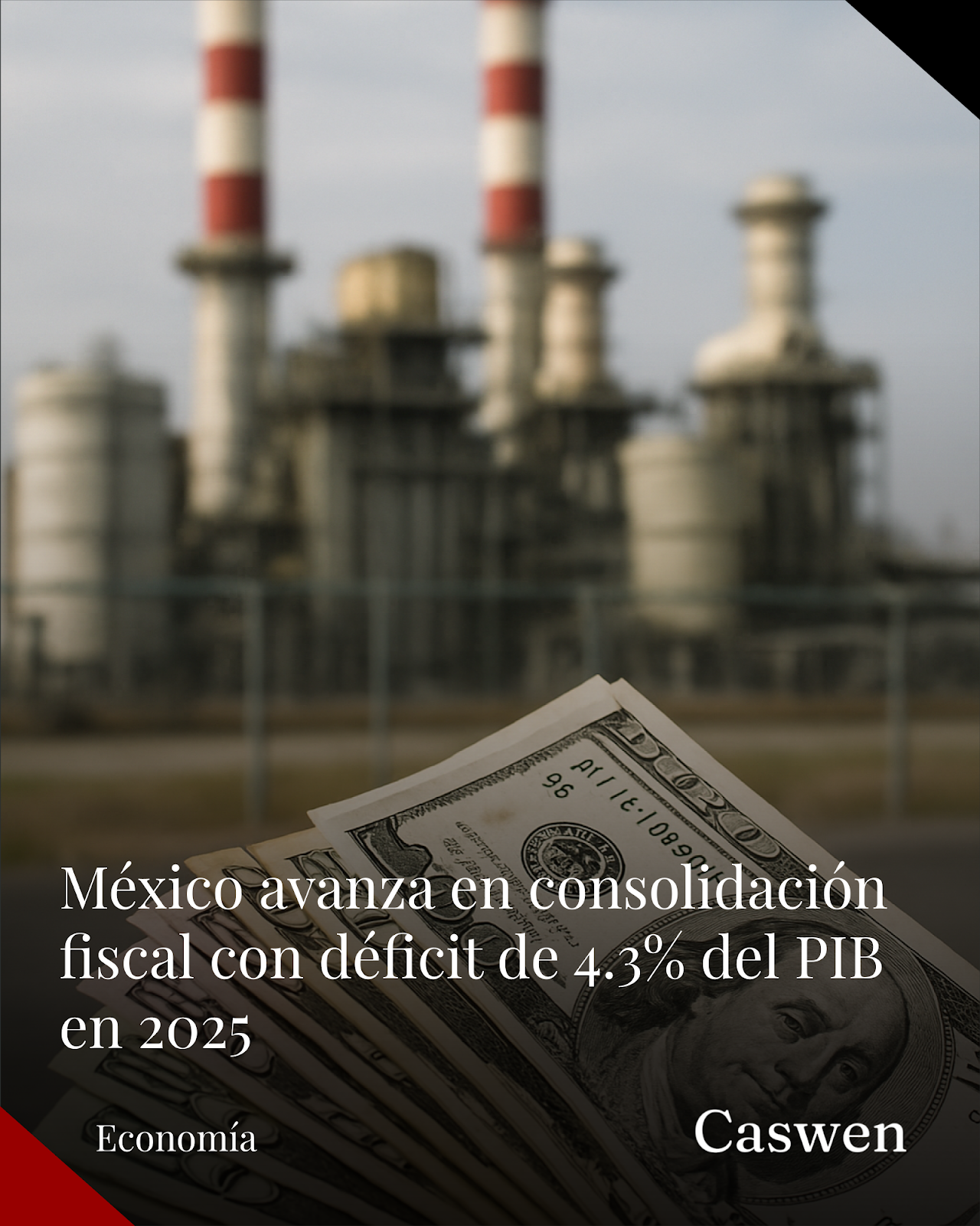 México reduce déficit fiscal a 4.3% del PIB en 2025 y avanza en consolidación