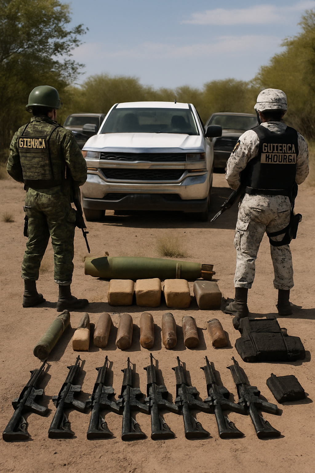 Sedena y Guardia Nacional incautan armas, explosivos y vehículos en Chihuahua