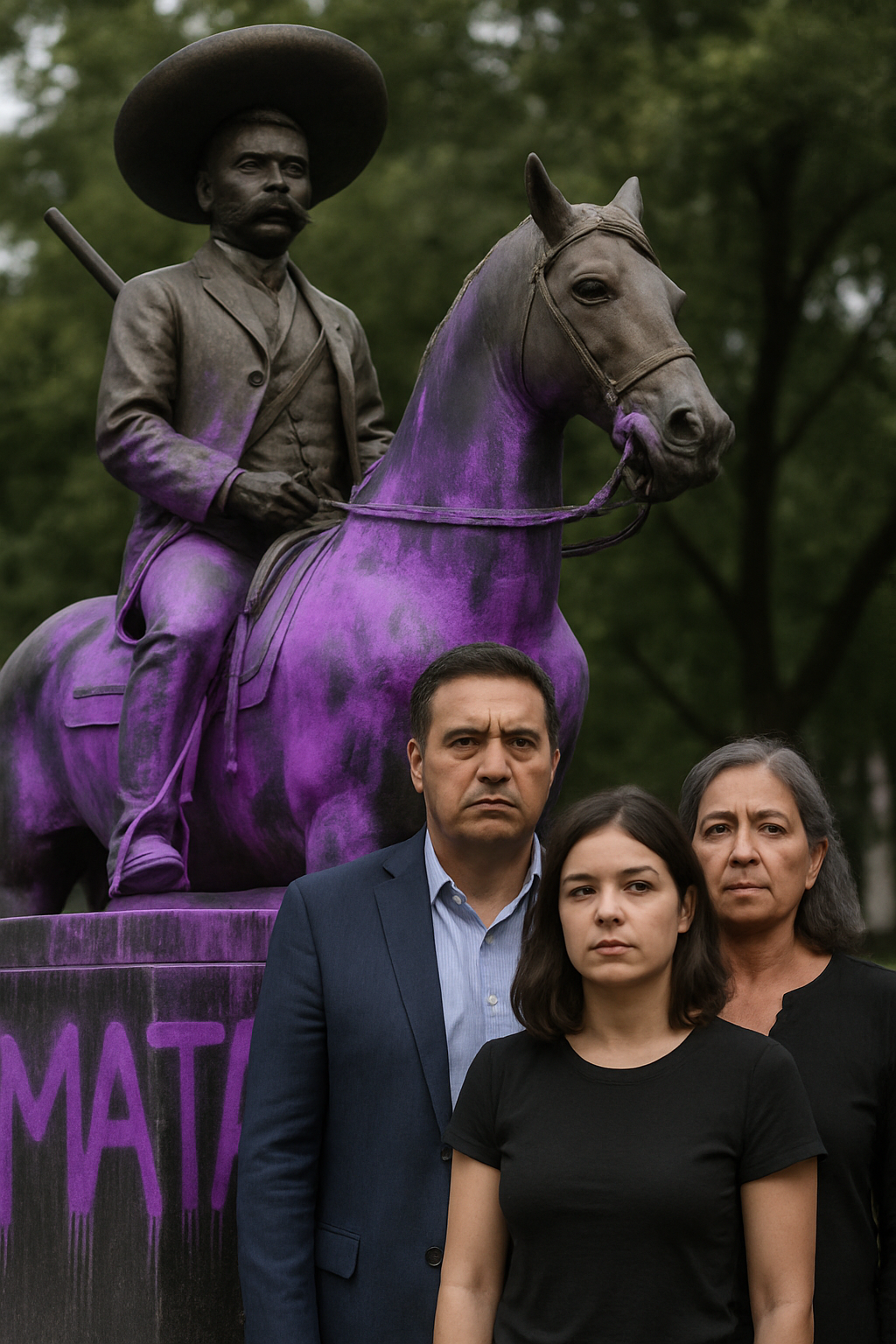 Familia de Emiliano Zapata respalda protesta feminista tras pintas en su monumento