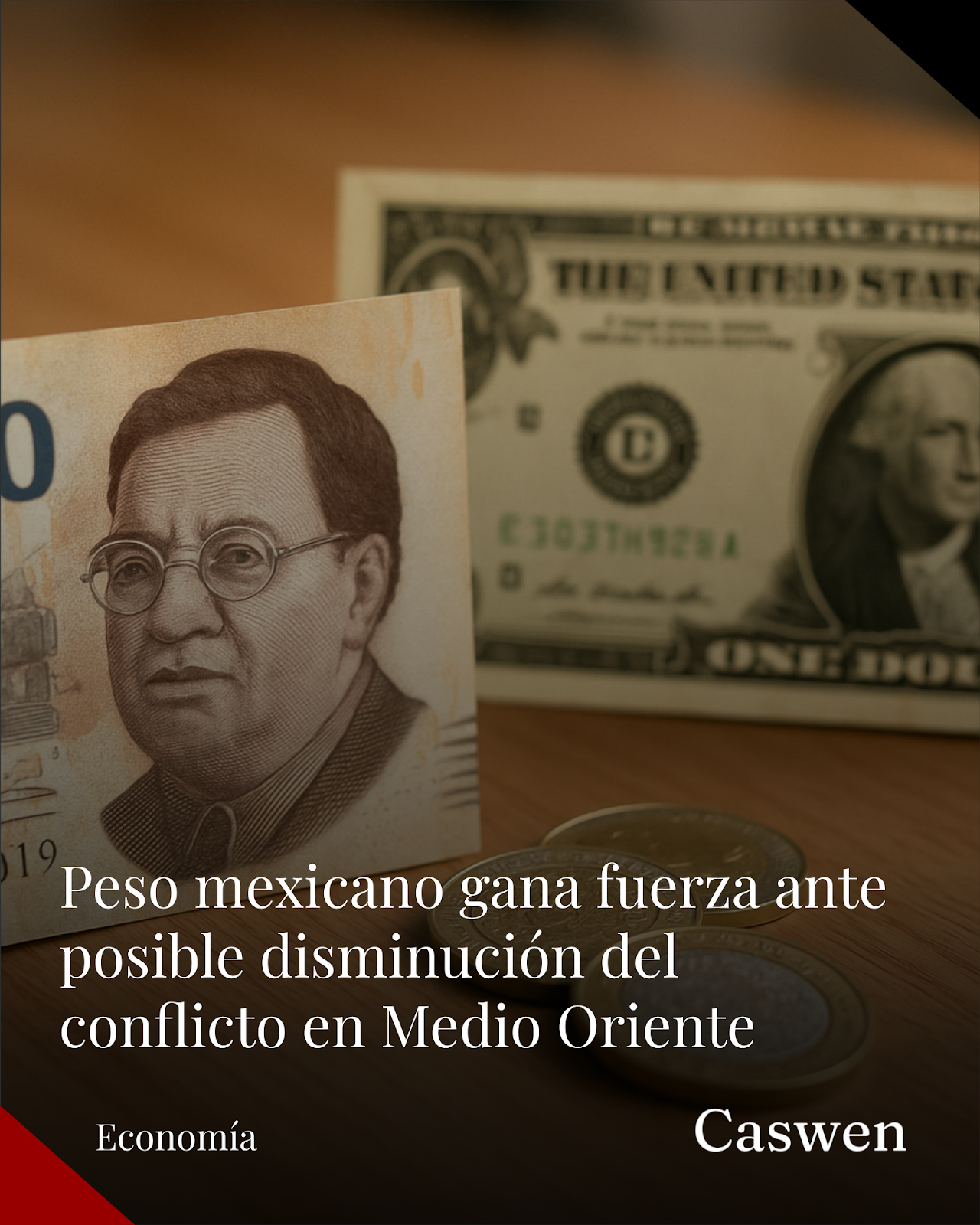 Peso mexicano se fortalece ante posible desescalada en conflicto de Medio Oriente