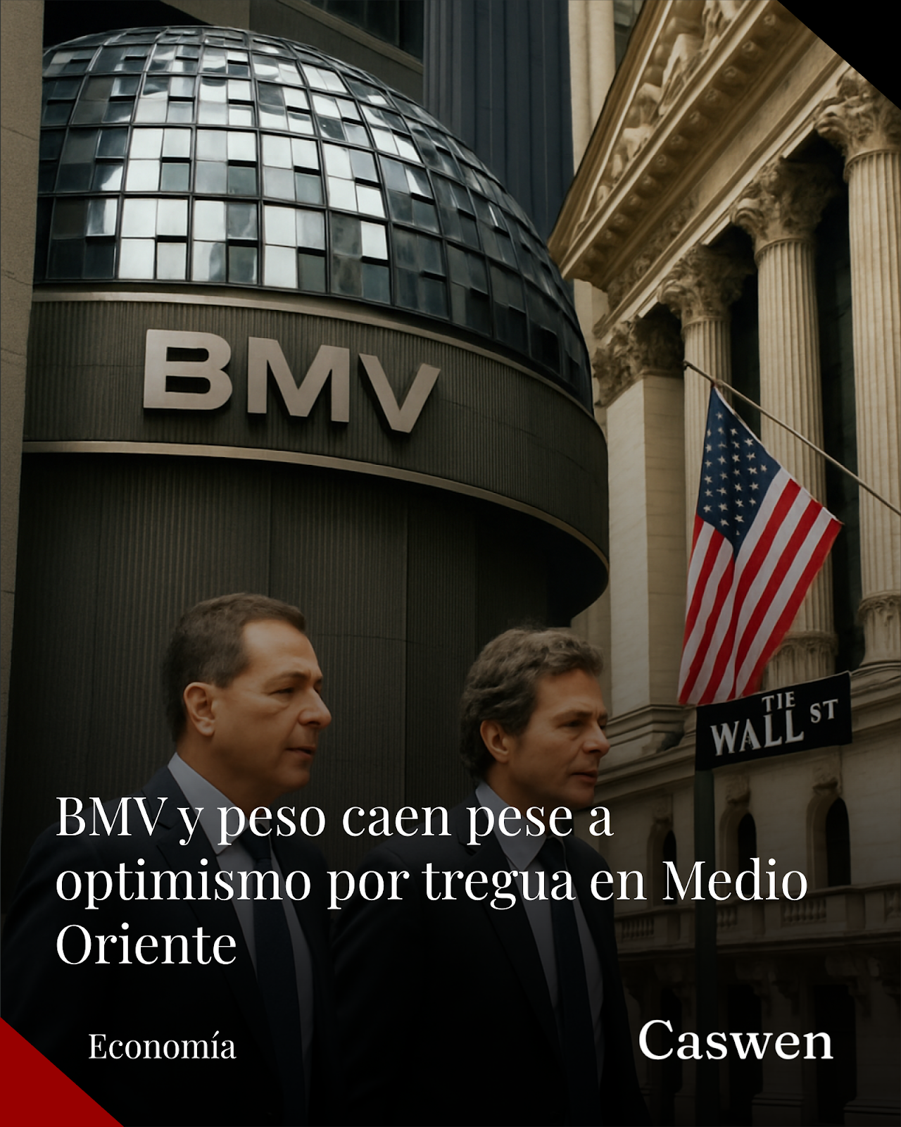 BMV y peso caen pese a optimismo global por tregua en Medio Oriente
