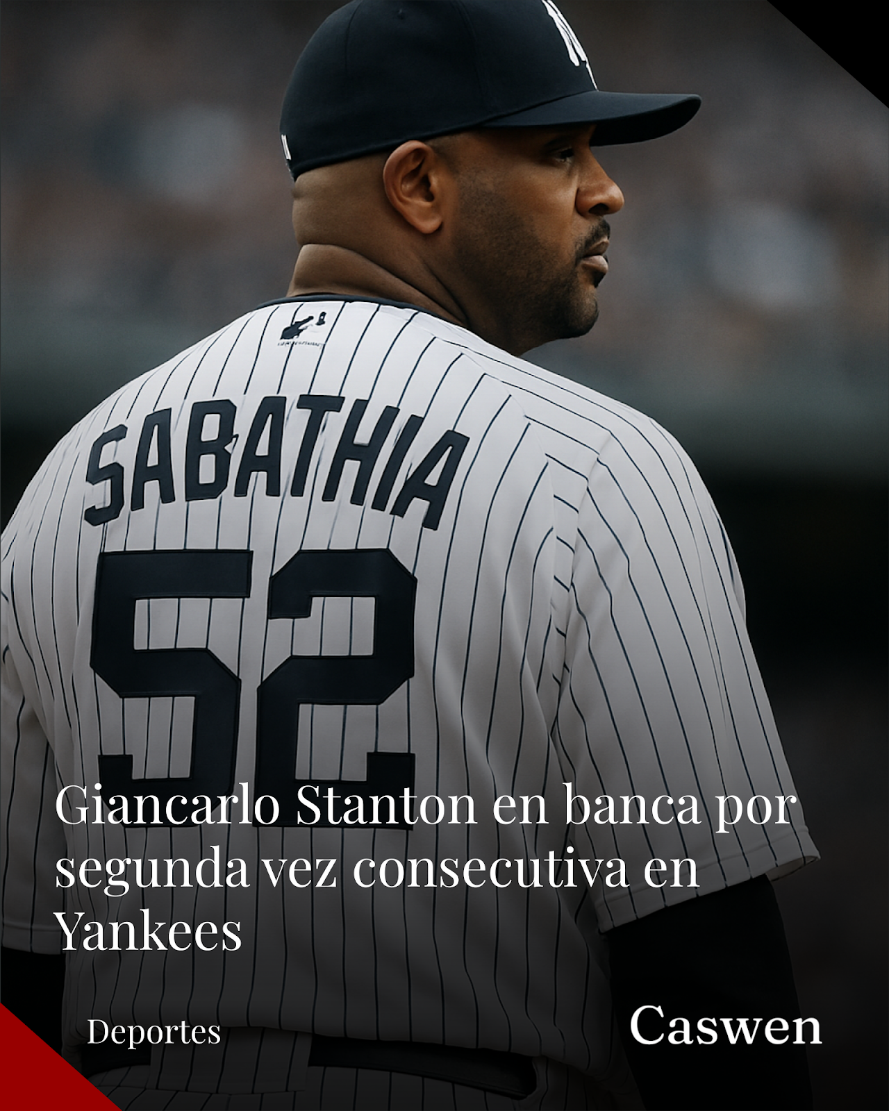 Giancarlo Stanton se mantiene en banca por segundo juego consecutivo en Yankees