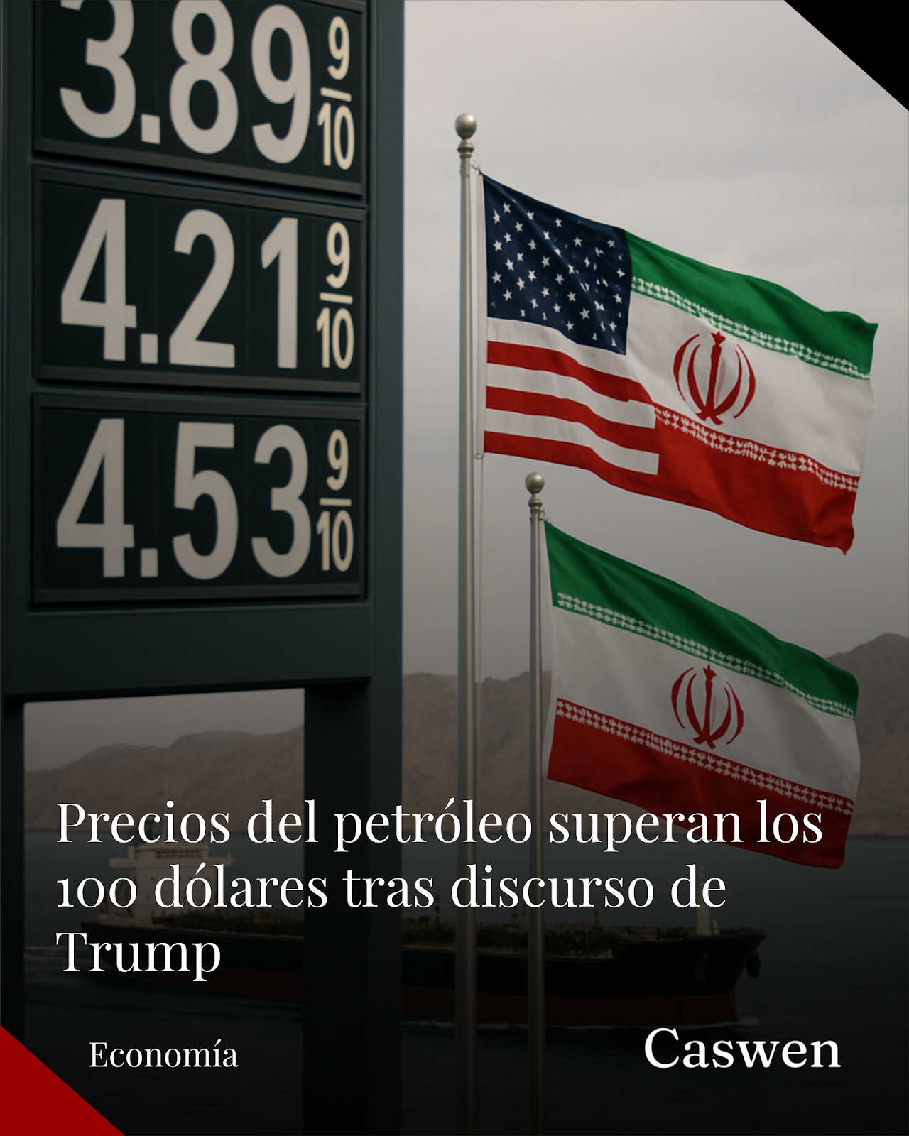 Precios del petróleo superan los 100 dólares tras discurso de Trump sobre Ormuz