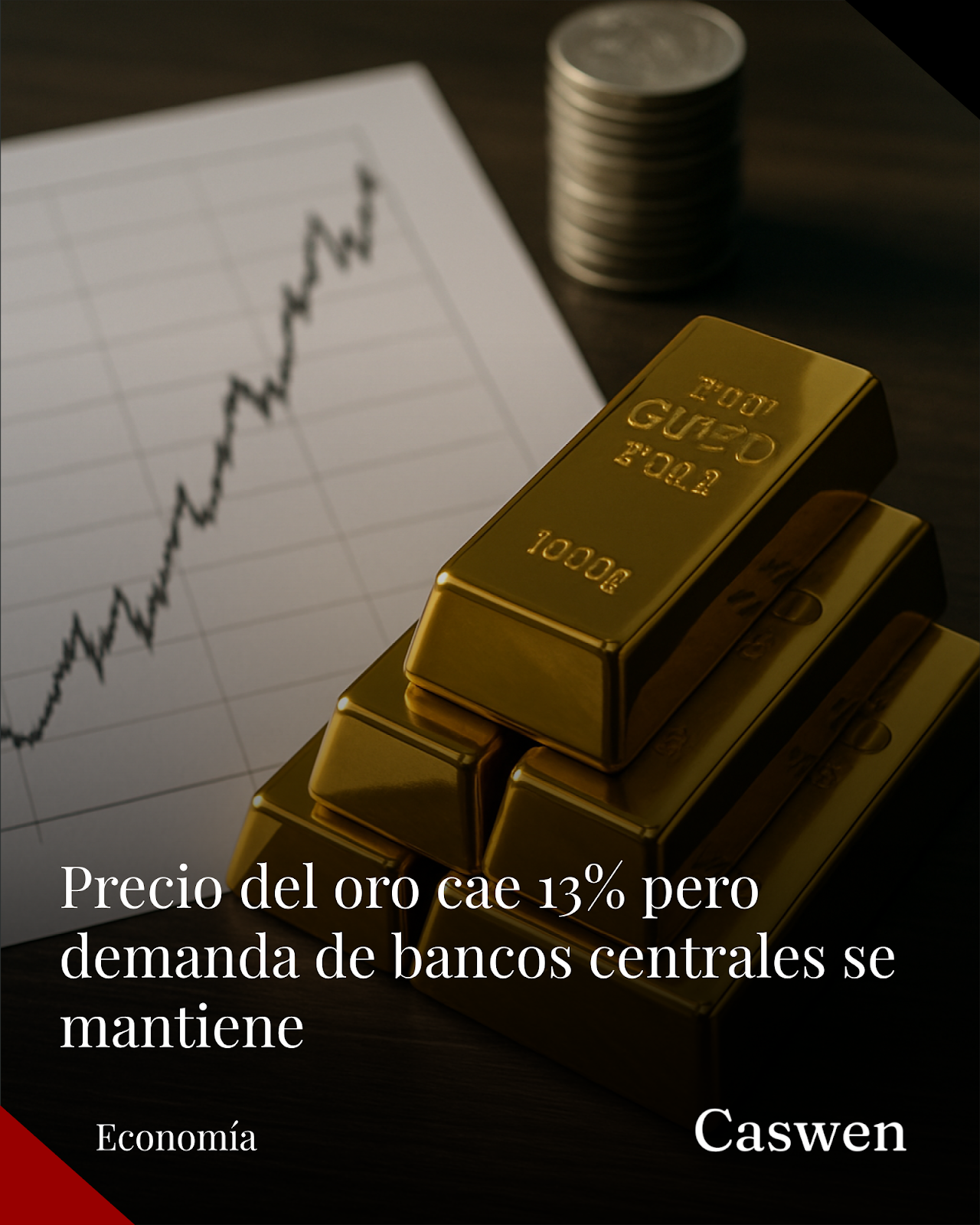 El precio del oro cae 13% por la guerra en Irán, pero demanda de bancos centrales se mantiene
