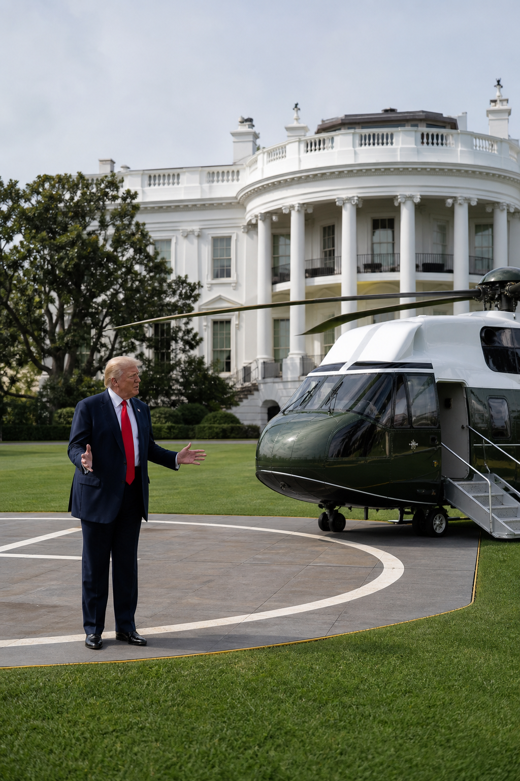 Trump exhibe en la Casa Blanca nueva plataforma de aterrizaje para helicópteros