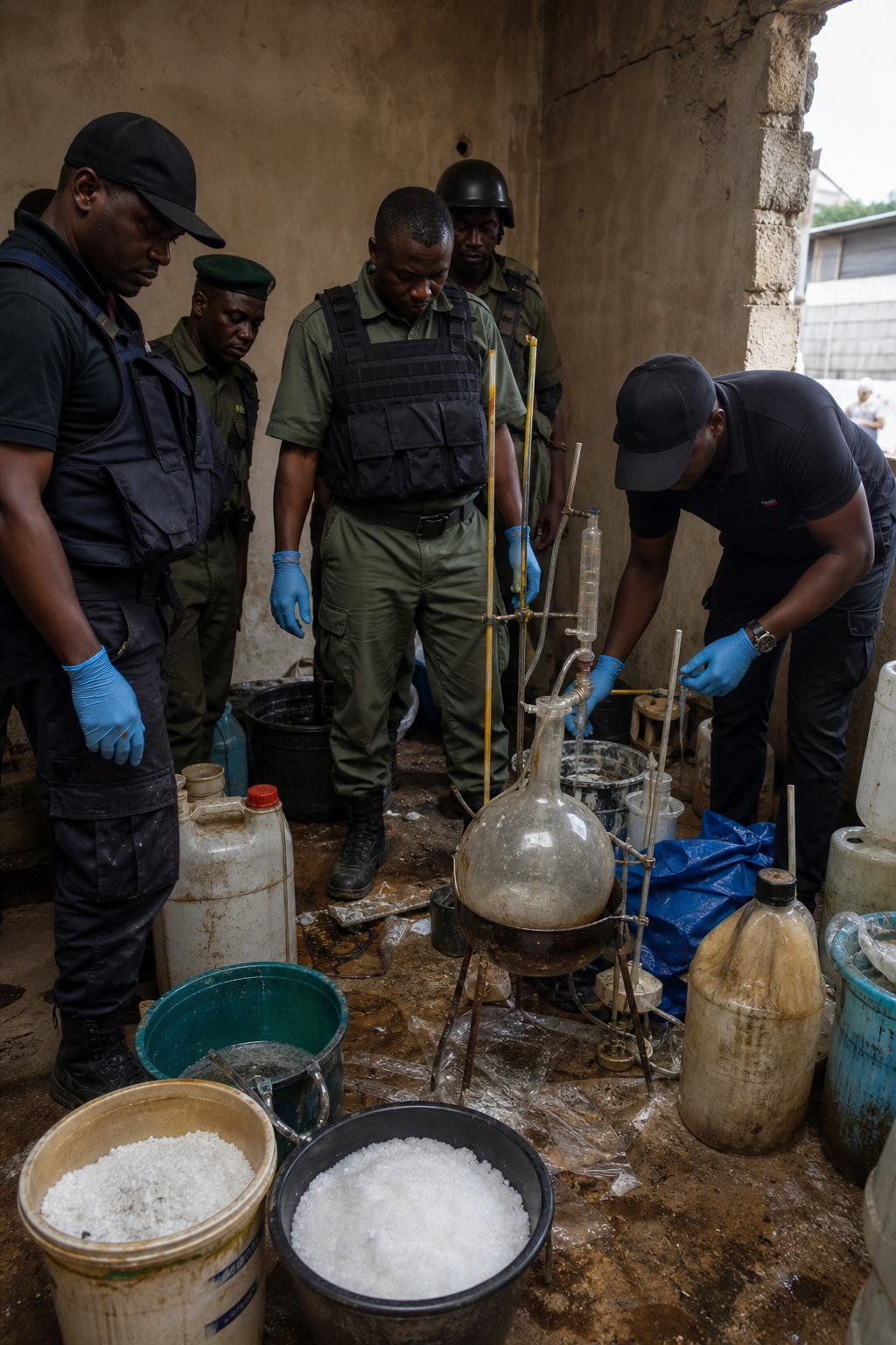 Agencia Nacional para el Control de Drogas de Nigeria desmantela laboratorio de metanfetamina