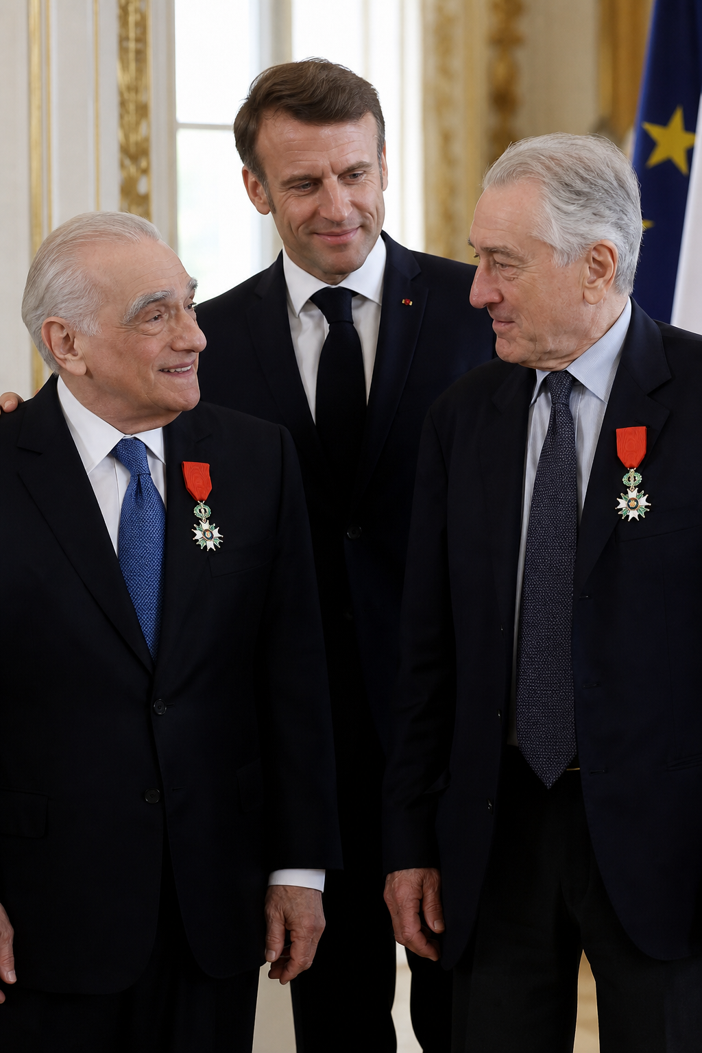 Macron condecora a Martin Scorsese y Robert De Niro con la Legión de Honor
