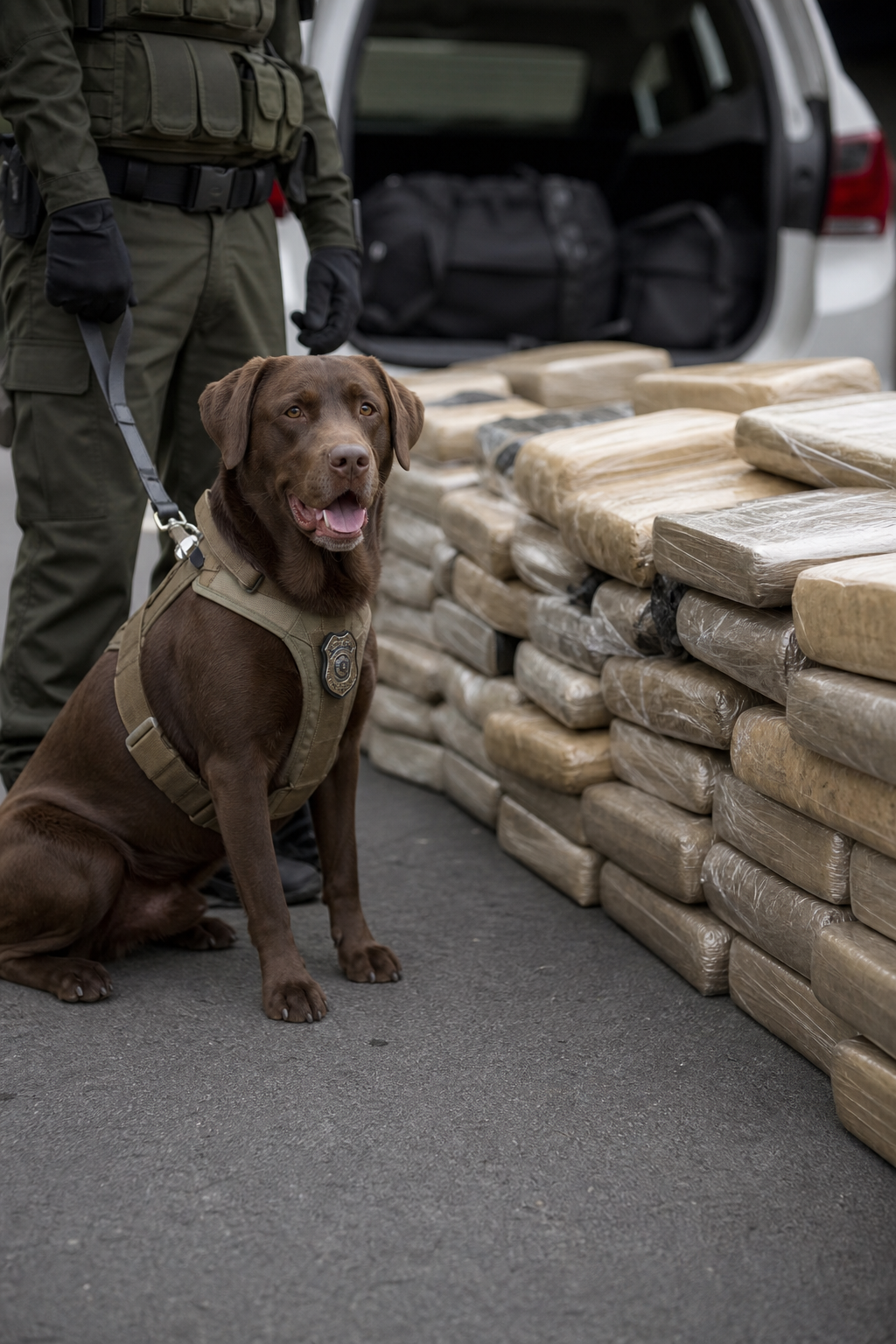 Perrito policía Chocolate localizó 249 kilos en operativo