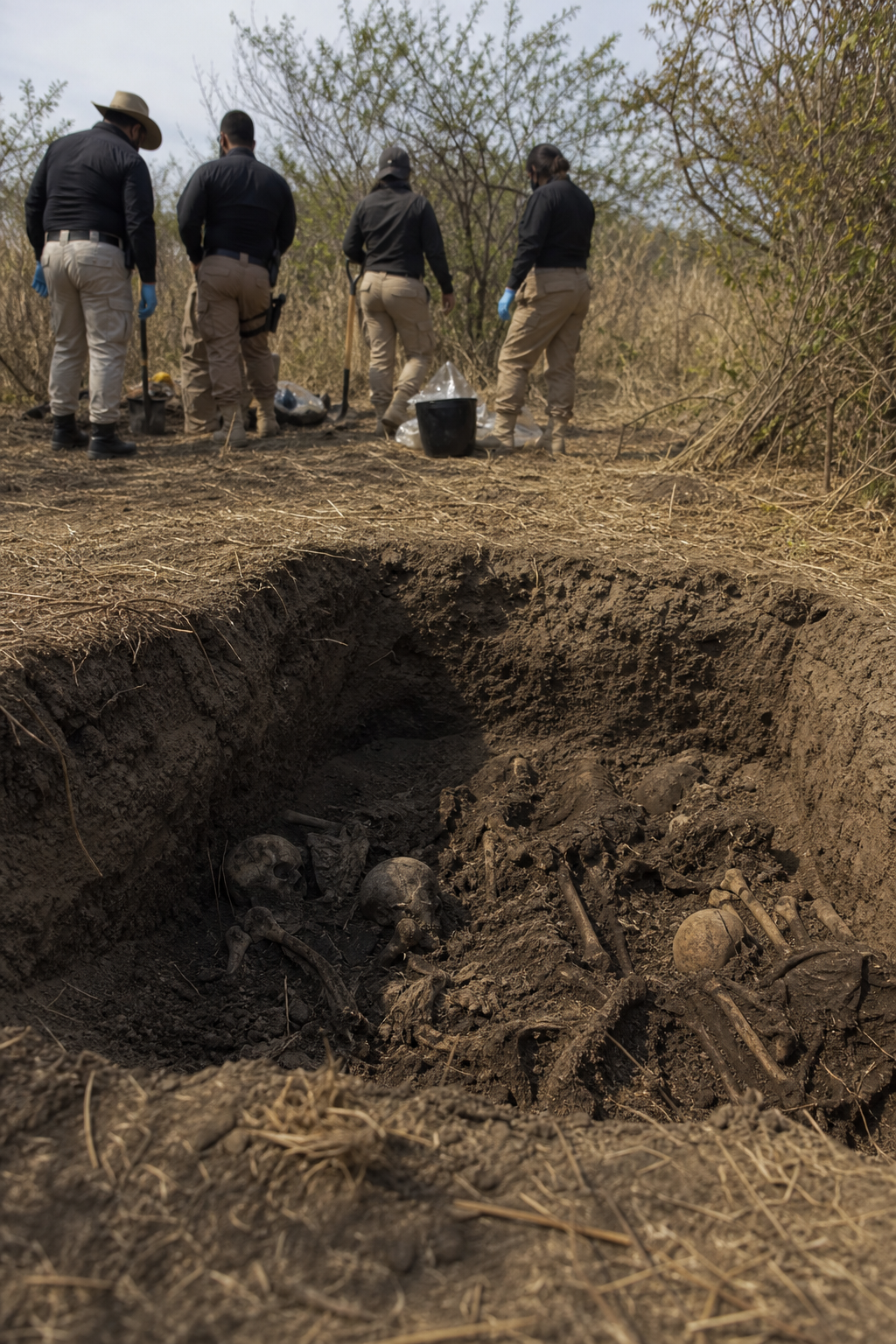 Autoridades estatales hallan cinco cuerpos en fosa clandestina