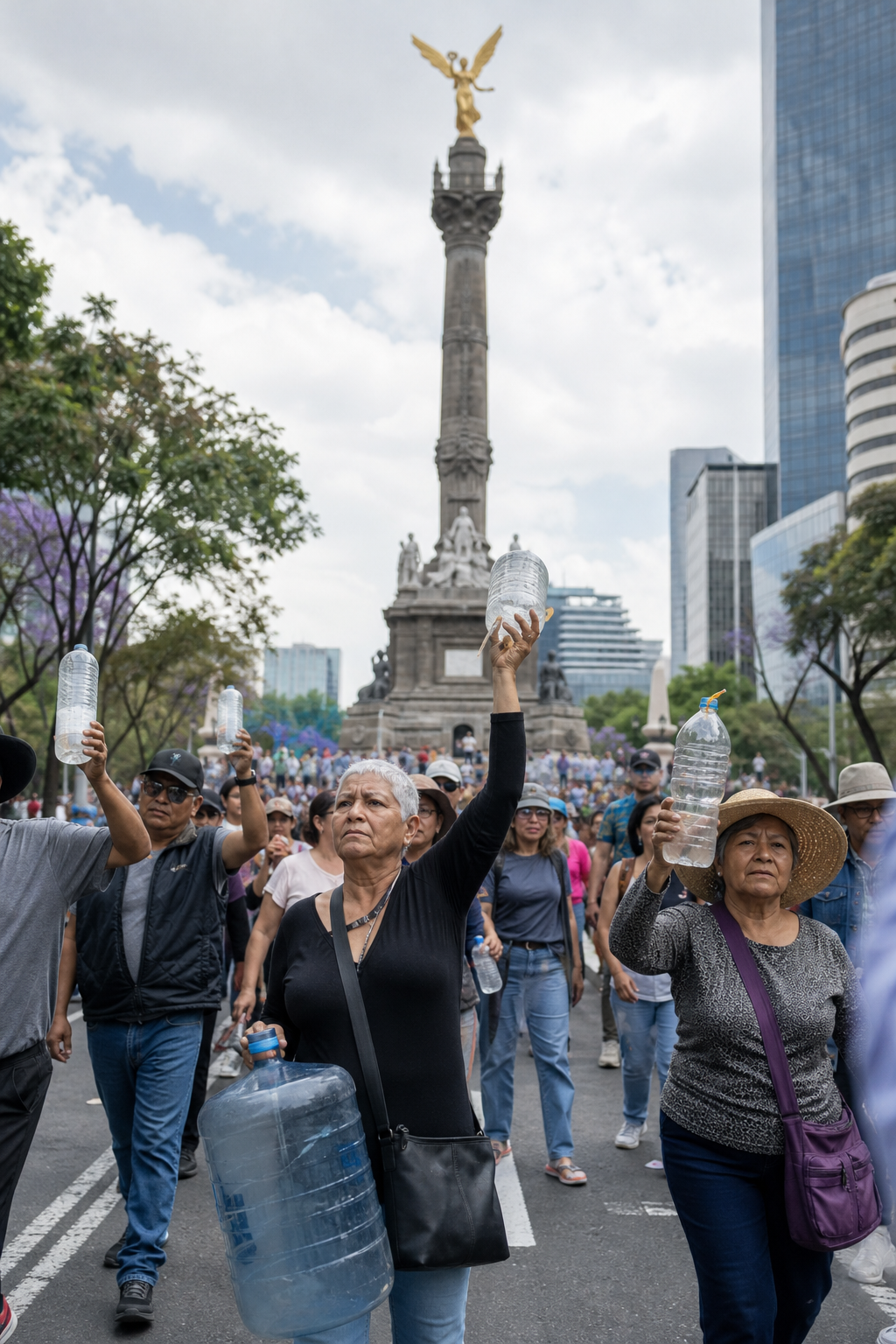 Decenas marchan desde la Glorieta para exigir agua limpia y denunciar represión
